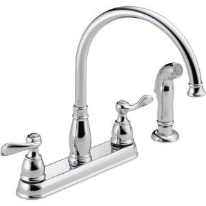 Chrome Kitchen Faucet 4 Hole Deck Mount with Sprayer